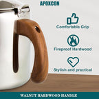 Coffee Percolator Stainless Steel Coffee Maker with Fireproof Solid Wood Handle & Tough Glass Clear Brew Progress Knob Camping Coffee Pot Using on any Stovetop NO Aluminum NO Plastic (6 Cup)