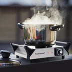 Hot Plate, Techwood Single Burner for Cooking, 1500W Countertop Electric Stove with Adjustable Temperature & Stay Cool Handles, 7.3" Cooktop for RV/Home, Upgraded Version Silver