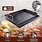 Cast Iron Griddle for Gas Grill, Nanoceramic Nonstick Flat Top Griddle Insert for Outdoor Gas Grill, 17" x 13" Flat Top Plate for Weber, Nexgrill, Charbroil Grills, Plancha Para Cocinar