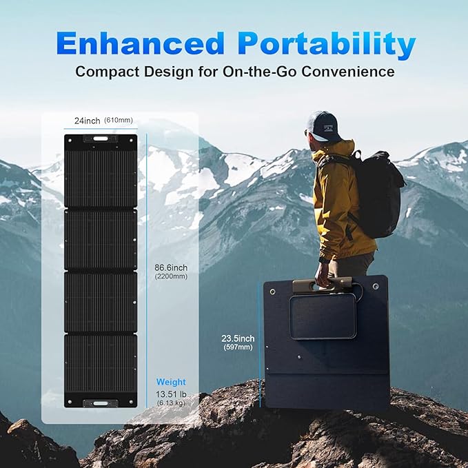 210W Portable Solar Panel, Waterproof Foldable Solar Panel Power Backup, Solar Charger for Power Station RV Camping Off Grid