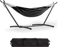GarveeLife Double 2 Person Hammock, Indoor Outdoor Standing Hammock with Space Saving Steel Stand, Carry Bag, 450 LBS Weight Capacity, Suitable for Garden Camping Beach, Onyx