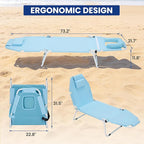 LILYPELLE Tanning Chair with Face Hole, Heavy Duty Outside Lounge Chair with Mattress, Folding Outdoor Face Down Tanning Chairs Arm Hole for Beach Poolside Patio Sunbathing Lawn Camping