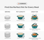 Overmont Enameled Cast Iron Dutch Oven - 5.5QT Pot with Lid Cookbook & Cotton Potholders - Heavy-Duty Cookware for Braising, Stews, Roasting, Bread Baking Bottle green