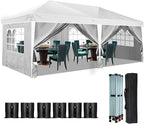 Heavy Duty Pop Up Canopy, Carport Canopy with UV Protection, Waterproof Fabric, Adjustable Heights, and Easy Assembly – Ideal for Outdoor Events, Camping, and Carports (10 x 20) (White)