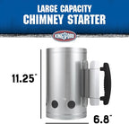 KINGSFORD Heavy Duty Deluxe Charcoal Chimney Starter, Large Capacity Zinc Steel BBQ Fire Starter with Heat Shield and Stay-Cool Handle, Vented Base Air Vents for Fast Even Lighting - 6 Pack