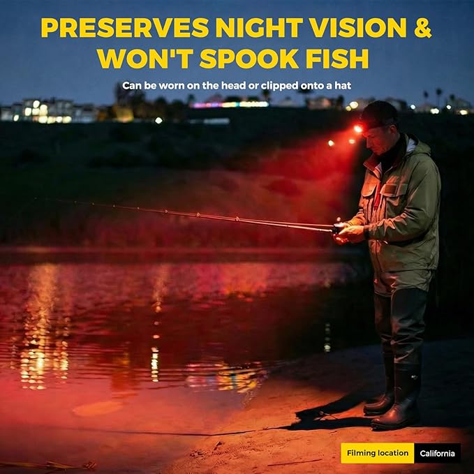 Ultra-Light (1.16oz) LED Clip on Hat Light with Motion Sensor - USB-C Rechargeable Cap Light, 5 Modes with Red Light, IPX6 Waterproof Headlamp for Fishing Hands-Free Clip-on Light (Yellow)