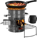 VEVOR Camping Rocket Stove, Wood Burning Portable Rocket Stove with Carrying Bag for Backpacking, SPCC Steel, Double Door, Burn Twigs, Sticks or Charcoals for Outdoor Cooking, Backyard, Camp Cooking