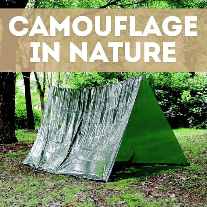 Emergency Zone Reflective & Green Survival 2 Person Tube Tents. Available in 1, 2, 3, 48 Packs. (Green, 2)