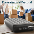 Air Mattress Twin with Built in Pump 13" Double Height Inflatable Mattress with Soft Flocked Top & Carry Bag Adjustable Blow Up Mattress Portable Air Bed for Guest Indoor Travel-Black