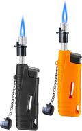 2 Pack Torch Lighter for Outdoor Refillable Butane Jet Flame Lighters Long Wand Torch Lighters for Camping Hiking Adventure Survival Tactical Gear Candle Grill BBQ (Without Gas)