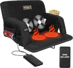 Heated Massage Reclining Stadium Seat, Bleacher Chair with 10000mAh Portable Bank, 6 Reclining Positions for Camping, Games & Sports