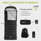 ATEPA Down Sleeping Bag for Adults, 650FP Recycled 30°F 35°F 40°F 45°F 3 Season Wearable Ultralight Packable Compact Sleeping Bags with Compression Sack for Backpacking Camping Hiking