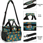 Leakproof Reusable Insulated Cooler Lunch Bag Summer Pineapple Pattern Picnic Lunch Box for Women Men Cooler Tote Office Work Camping Beach 24 Can 15L