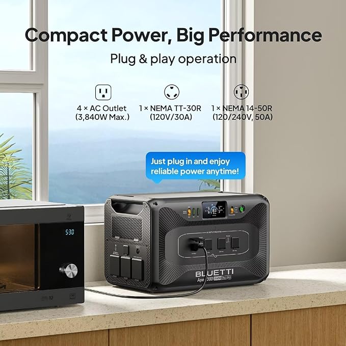 BLUETTI Solar Generator Apex 300 with Charger 1 (560W Alternator Charger), 2764.8Wh LFP Battery Backup with 6 3840W AC Outlets (7680W Surge), 5.5H RV Fast Charge, Ideal for Road Trips