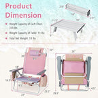 Giantex Folding Beach Chair, Patio Sling Chairs with 5 Adjustable Position, Head Pillow, Storage Bag, Towel Bar, Cup Holders, Backpack Chairs for Sunbathing, Camping Chair