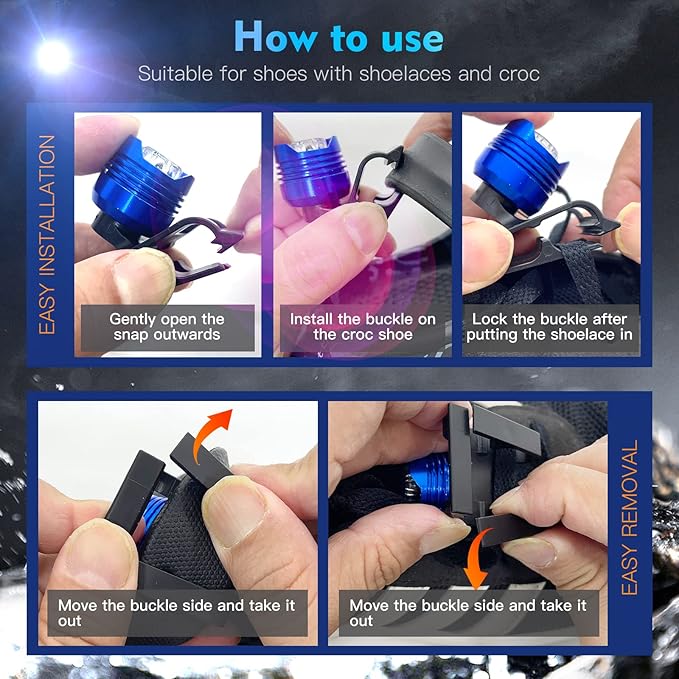 Running lights for runners,Lights for walking at night,IPX5 Running shoe lights waterproof,Shoe light,2Pcs Shoe headlights Used for Dog Walking, Walking Tours Camping, Suitable for Adults Kids(Blue)