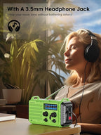 Raynic Weather Radio, 5000mAh/18500mWh Solar Hand Crank Emergency Radio, Battery Powered AM/FM/SW/NOAA Weather Alert Radio with Flashlight, Cell Phone Charger and SOS Siren for Power Outages (Green)