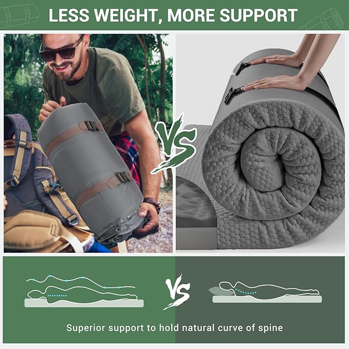 Elegear CumbreX™ Air & Foam Self Inflating Sleeping Pad, Built-in Electric Pump 4" Ultra-Thick Memory Foam Camping Mattress with Pillow Double Camping Pad 4-Season R-value 9.5 Camp Mat for Travel Full