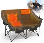 SHIJING Heated Double Camping Chair for Adults with 3 Heating Levels, 661lbs Weight Capacity, Portable Folding Heated Chair for Outdoor, Beach, RV, Picnic & Lawn (Battery Not Included)