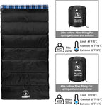 Flannel Sleeping Bag Cold Weather for Adults XL Camping Cotton Sleeping Bag 4 Season Big and Tall, Waterproof with Compression Sack