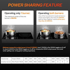 Empava Double/Dual Induction Cooktop 2 Burner, Shatter-proof Flat Glass Top, 18 Levels from 120°F to 460°F, 3 Preset Mode, Bulit-in/Countertop, 110~120 Volt Plug in Electric Stove for Kitchen, RV