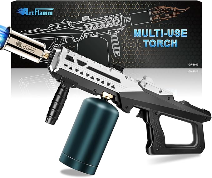 Propane Torch - Powerful Grill & Cooking Torch Gun - Adjustable Flamethrower - Culinary Blow Torch for Sous Vide, BBQ, Campfire, Charcoal Wood (Tank Not Included)