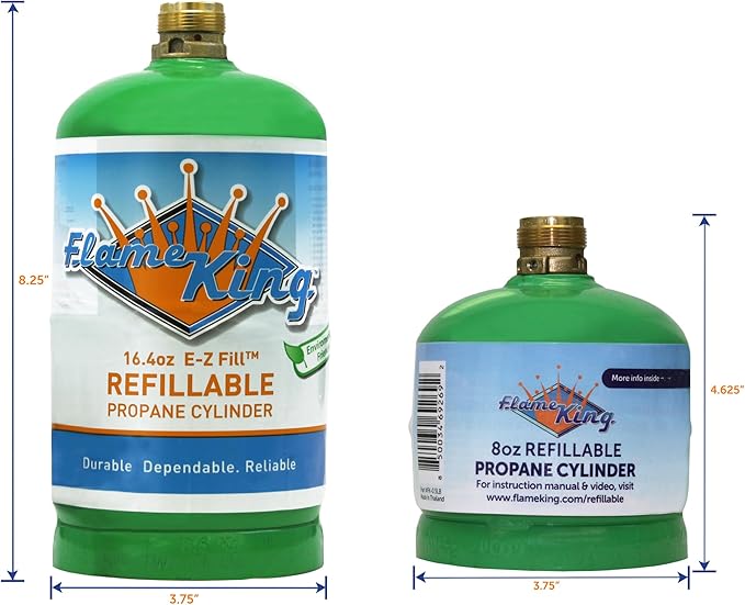 Flame King 1/2LB Propane Tank, Refillable and Empty Cylinder for Small Propane Lamps, Lanterns and Camp Stoves