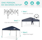 Best Choice Products 8x8ft Pop Up Canopy Tent, Outdoor Shade, 1 Person 1 Minute Set Up, Carry Case, 4 Weight Bags - Navy Blue