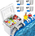 14QT Pool Cooler, with 4 Pool Cup Drink Holders, Insulated Hard Cooler with Handle, Keeps Cold for up to 3 Days, Above Ground Pool Accessories Storage, Portable Poolside Beach Camping