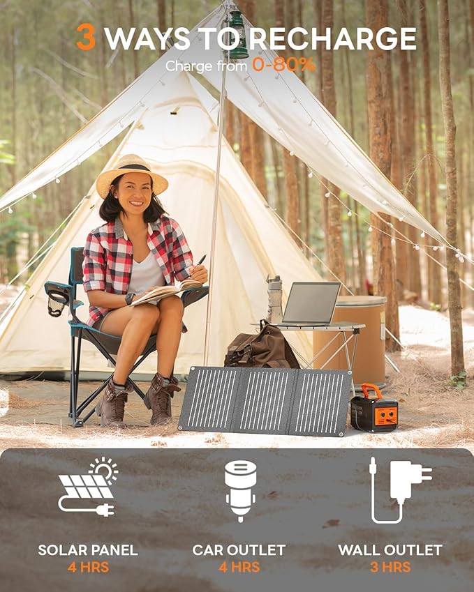 MARBERO 88.8Wh Portable Power Station Backup Lithium Battery Solar Generator 150W Max AC & 30W USB-C Output for Camping Hiking RV Off-Grid Living CPAP Home Outage Emergency (Solar Panel Optional)