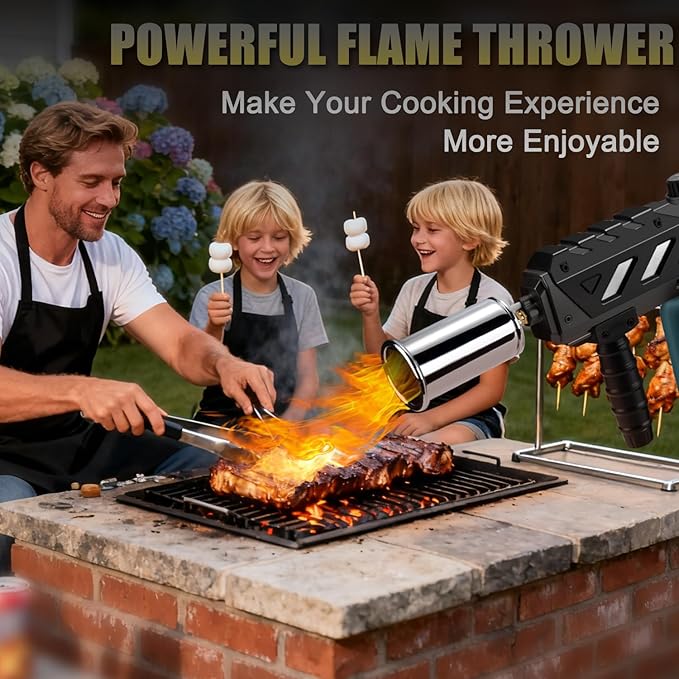 Adjustable Propane Torch Gun – High-Temperature Flame Thrower for Soldering, Welding, Gardening, and Outdoor Cooking – Detachable Design, Easy to Use and Portable (Carbon Black)