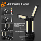 13200mAh Rechargeable Solar Work Light with Folding Stand and Carrying Bag, AODOO 8000 Lumen Stepless Dimmable , White/Warm/Nature White/RED(SOS) with Detachable Tripod (Black(No Tripod))