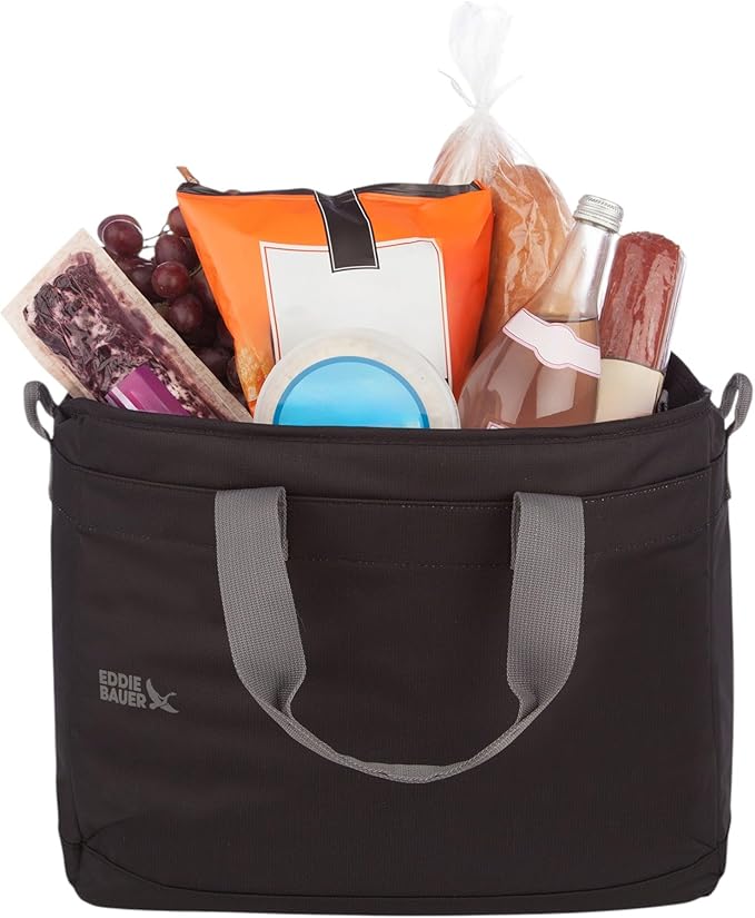 Eddie Bauer Cooler Tote Bag | Insulated | Vacation | Travel | Camping | Tailgate | Beach | Picnic | Festival | Shoulder Carry | Top Handle - Black