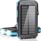 Solar Power Bank 38800mAh Portable Charger with USB-C 5V/2.4A Fast Charging Power Bank Compatible with iPhone, with 2 LED Flashlights External Battery Pack Perfect for Camping, Hiking