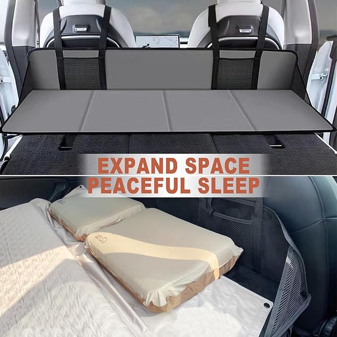 Car Rear Seat Mattress Extension Plate, Portable Mattress for Sleeping, Foldable Back Seat Extender, Increase Travel Trunk Space and Car Bed Camping Space for SUV/Model Y/3