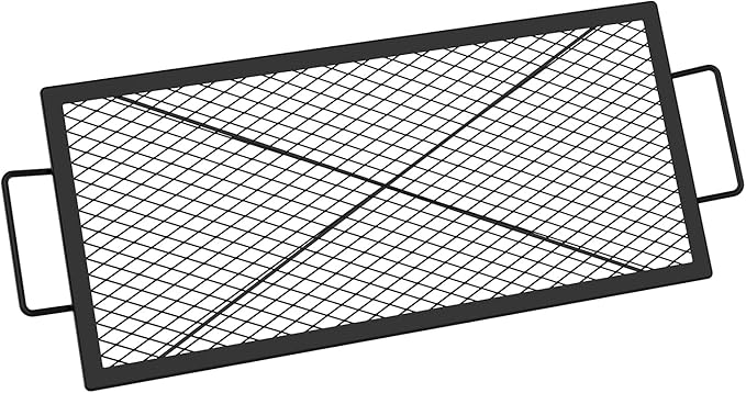 onlyfire Fire Pit Grill Grate, Heavy-Duty Steel Cooking Grate with X-Marks Design for Outdoor BBQ, Camping, Group Gatherings - 32“ X 15”