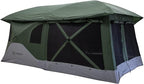 Gazelle T3 Tandem GT350GR Pop-Up Portable Camping Hub Tent, Easy Instant Set up in 90 Seconds, Alpine Green, 6-Person, Family, Overlanding, 82" x 152"