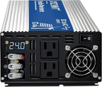 4000W Pure Sine Wave Inverter DC 24V to AC 110V 120V Power Inverter with Dual AC Outlets & Hardwire Terminal & LED Display for Solar,Home Backup Power,Outdoor Over 90% Efficiency