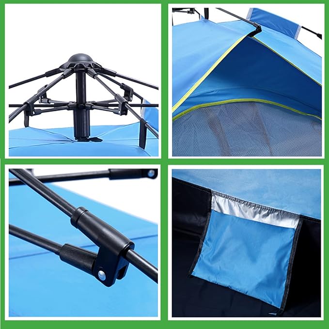 Double Layer Waterproof Dome Tent for 3 Person, Automatic Pop Up Backpacking Tent with Carry Bag, Sun Shelter Beach Weatherproof, for Camping Hiking Traveling