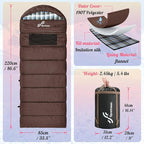 Sportneer Heated Sleeping Bag with 5 Heating Zones, Warm Flannel Cold Weather Sleeping Bag for Adults, 3 Heat Levels USB Powered (Power Bank Not Included), Winter Camping & Outdoor Hiking