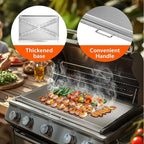 LotFun 30" x 15" Stainless Steel Cooking Griddle for Outdoor Gas Grill, Universal Griddle Flat Top Plate Insert with Grease Groove and Removable Handles for Electric/Charcoal/Gas Grill, Camping,Party