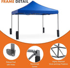 OLIXIS 10x10 Ft Waterproof Pop Up Canopy Tent, Portable Outdoor Shade Shelter with Sand Bags, Ideal for Beach, Backyard Parties & Events, Classic Blue