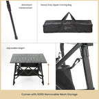 ARROWHEAD OUTDOOR 39" Aluminum Folding Camp Roll Up Table w/Adjustable Height, Undertable Mesh Storage, Carry Bag