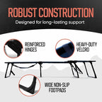 Outdoor Lounge Chair | Extra Large Portable cot incl Leg Raising adjustability | Easy Setup & Takedown | Supports Adults up to 300 lb | Ideal for Camping Patio, Balcony, Beach & More