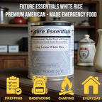 Future Essentials Long Grain White Rice – USA Grown, Uncooked White Rice with 25-Year Shelf Life – Shelf-Stable, Vacuum-Sealed Emergency Food – 24 oz #2.5 Can (Pack of 6)