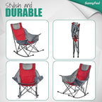 SUNNYFEEL Oversized Rocking Camping Chair, Fully Padded Patio Chair with Side Pocket, High Back Portable Lawn Recliner with Headrest, Outdoor Camp Rocker Chairs for Adults Heavy Duty 500 LBS Carry Bag