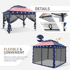 COOS BAY 11x11 Pop Up Gazebo with Mesh Netting, Instant Outdoor Canopy Tent, Water Resistant Shelter with UPF 50+ UV Protection, 121 Sq Ft Coverage, American Flag