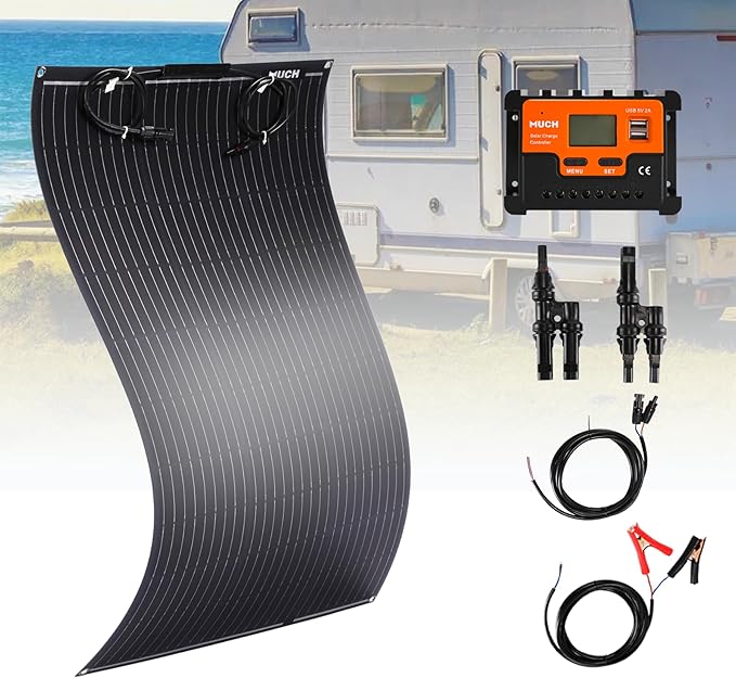 100W Flexible Solar Panel Kit for RV Boat, 12V Monocrystalline Ultra-Flexible Bendable Mono Off-Grid Charger with 30A Charge Controlle for 12-24V Battery Charging Car Battery Camper RV Yacht Boat