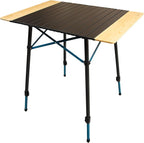 MOUNTAIN SUMMIT GEAR Bamboo/Aluminum Roll-Top Camping Table - Hybrid and Portable Aluminum-Top/Bamboo Folding Table with Adjustable Height Steel Frame by Caddis Sports