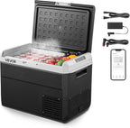 VEVOR 12 Volt Car Refrigerator, 52.8QT/50L Car Fridge, Portable Electric Cooler with -4℉~68℉ Adjustable Temperature, 12/24V DC and 100-240V AC Compressor Freezer for Outdoor, Camping, Travel, RV
